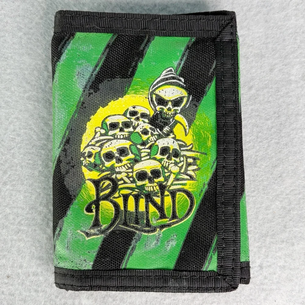 Blind Skateboard Wallet Skeleton Grim Reaper Vintage 90s Rare Trifold Grunge